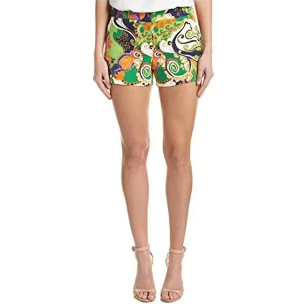 Trina Turk Green Multi Paisley Print Shorts